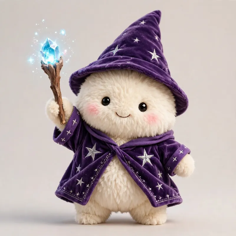 Fantasy Pack cover — fluffy wizard avatar in purple starry robe raising a crystal staff